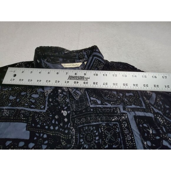 French Laundry Women Whimsigoth Velvet Blouse Top XL Black Long Sleeve Button Up - Picture 5 of 7